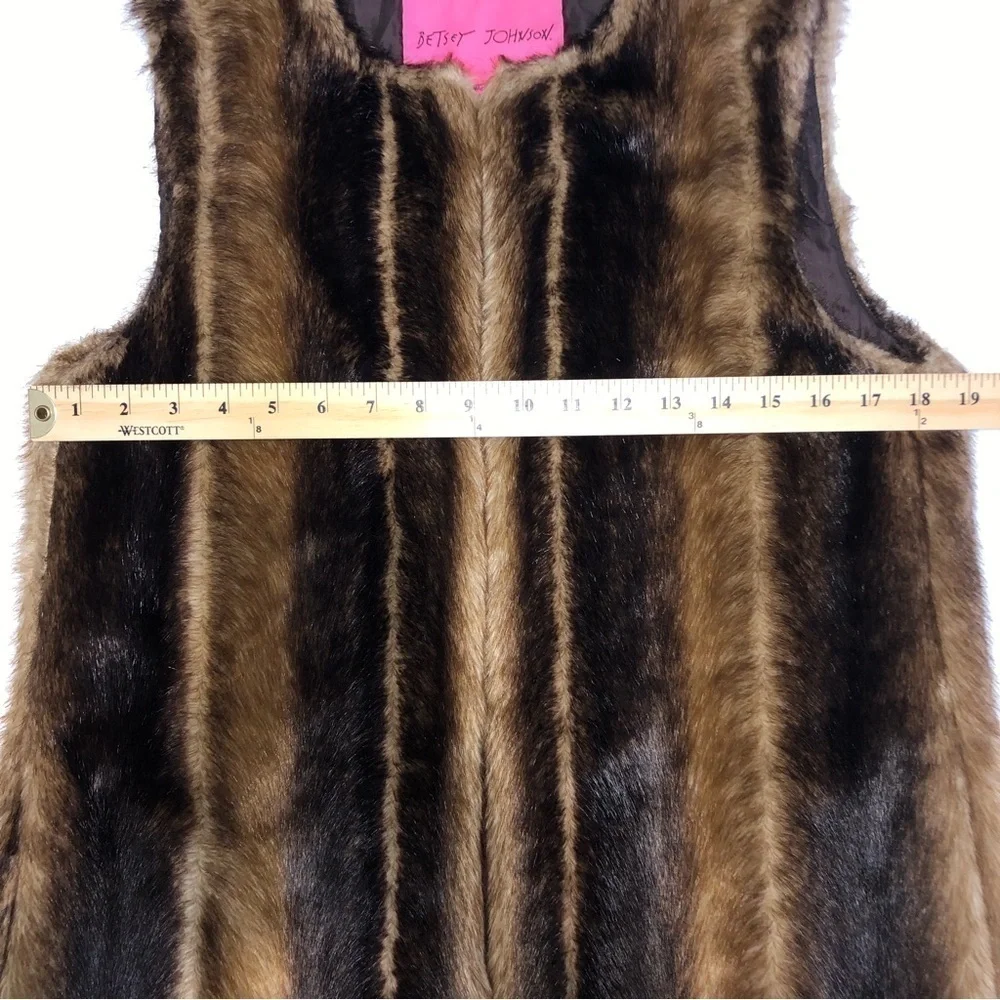 Faux Fur Vest Betsey Johnson Brown Size Small